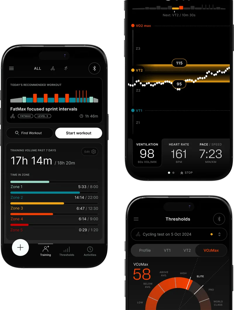 Aplikacja Tymewear: trening na progach VT1 i VT2, wentylacja na żywo i ocena VO2max